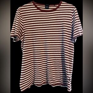 Hugo Boss Red and White Striped Mens Tee